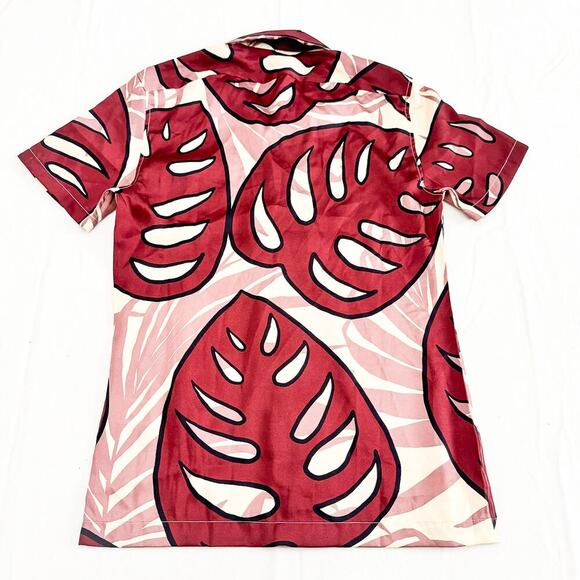 Reiss OE Young Patterned Button Down Short Sleeve Satin Style Blouse Size XS - Picture 2 of 6